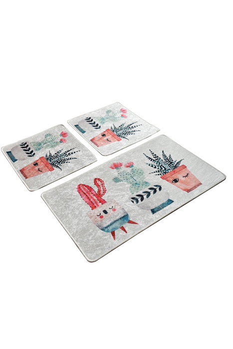 Mijölnir Juego de alfombrillas de baño Happy Cactus 2 de 3 piezas Mijölnir Juego de alfombrillas de baño Happy Cactus 2 de 3 piezas